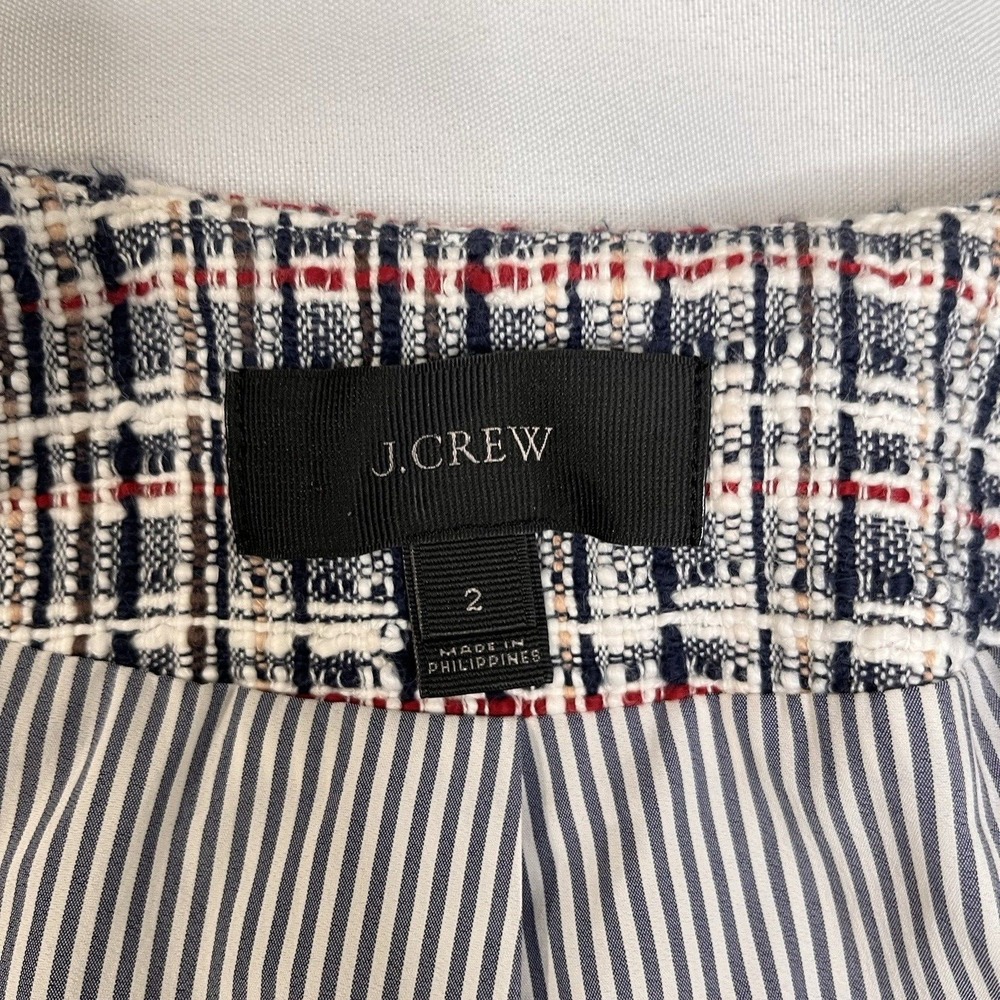 J Crew Womens Size 2 Tweed Jacket Red White Blue Academia Preppy Office Career - Picture 6 of 13